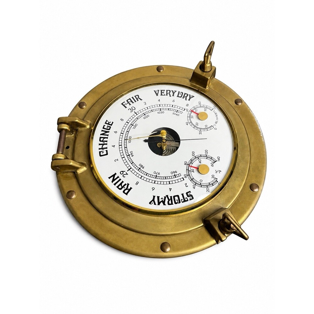 Vintage Airguide Nautical Porthole Barometer – Solid Brass – USA